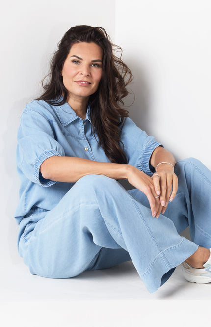 Zoso Blouse Maaike Light Denim 261 Stretchshop.nl