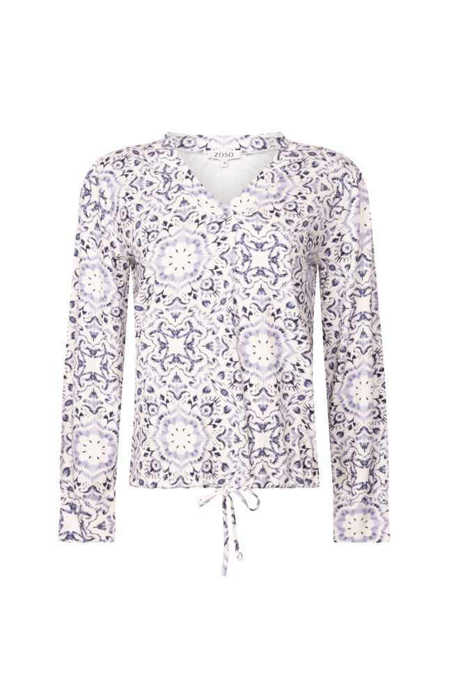 Zoso Blouse Tessa Offwhite Blue 254 Stretchshop.nl