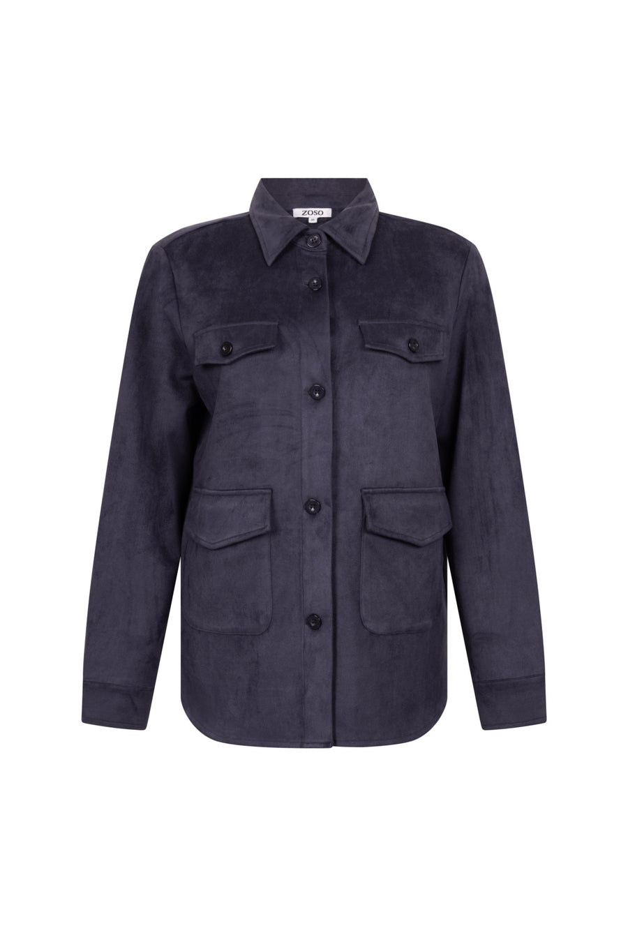 Navy blauwe Zoso Jacket Pamela, stijlvolle damesjas met rits en capuchon, geschikt voor herfst en winter.
