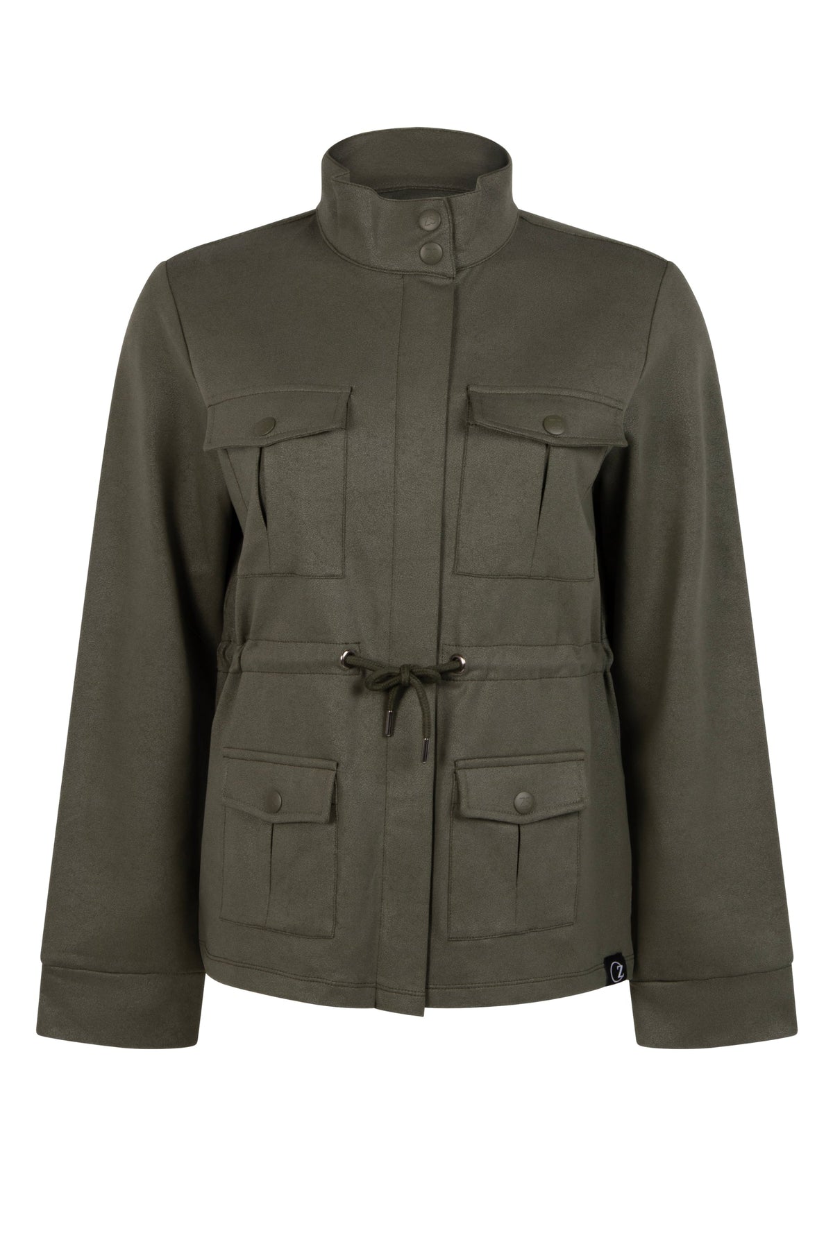 Groene Zoso Romy Army jas met capuchon en ritssluiting, stijlvolle buitenjas voor dames en heren.