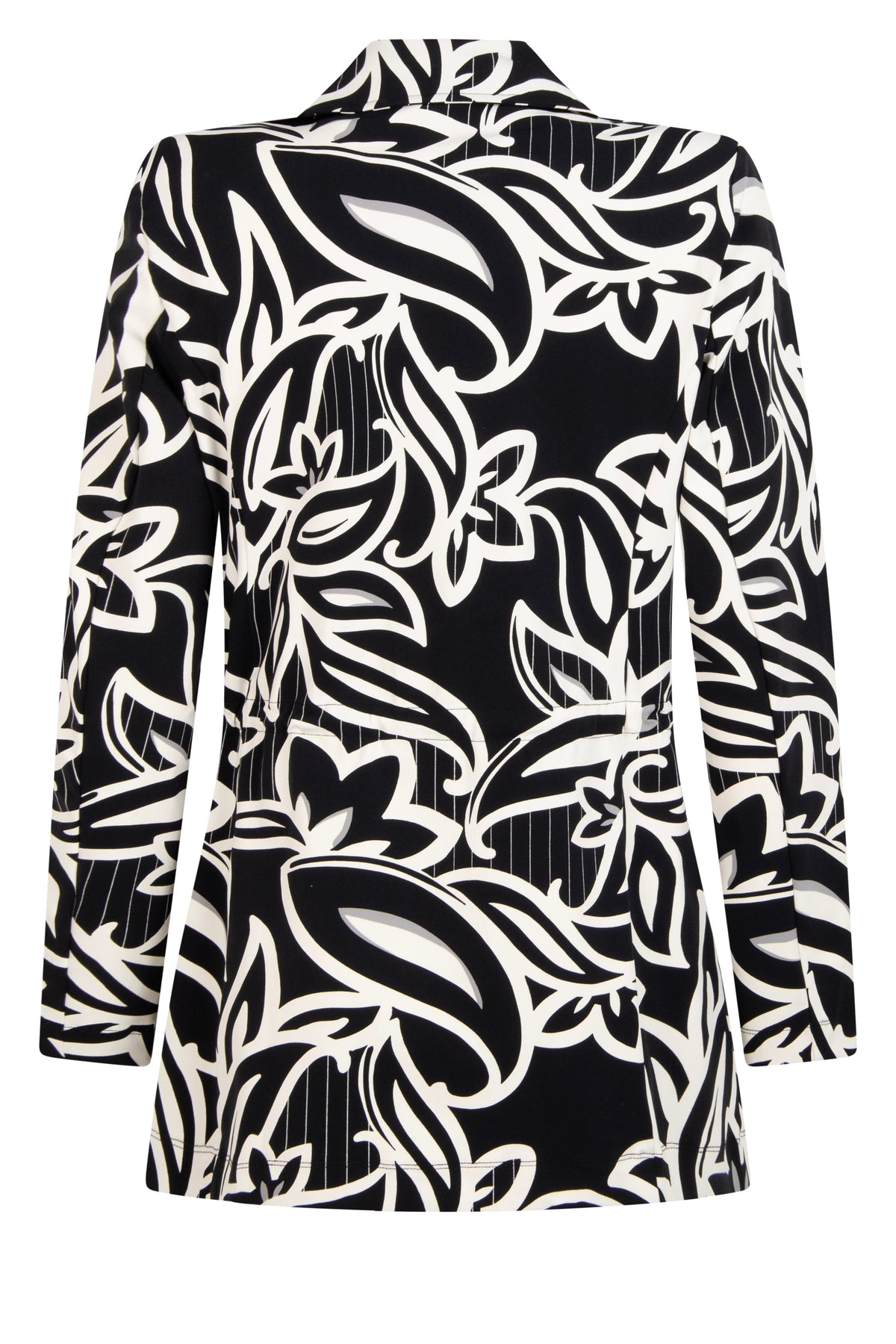 Zoso Travel blazer Charly in zwart en ivoor, getailleerd model met knopen en stijlvolle uitstraling, geschikt voor reizen en casual gedragen.