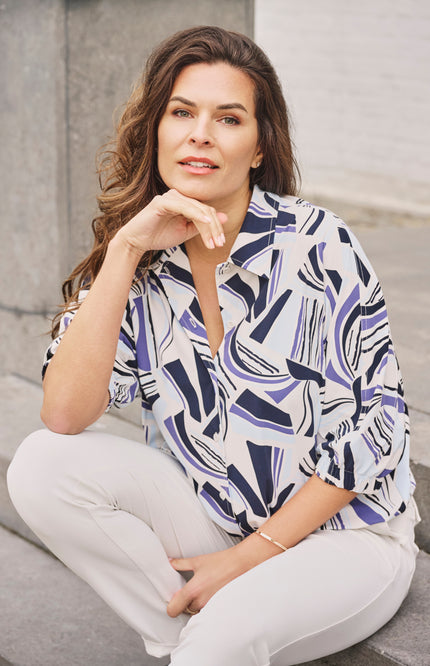 Zoso Travel Blouse Glenny Night Blue 261 Stretchshop.nl
