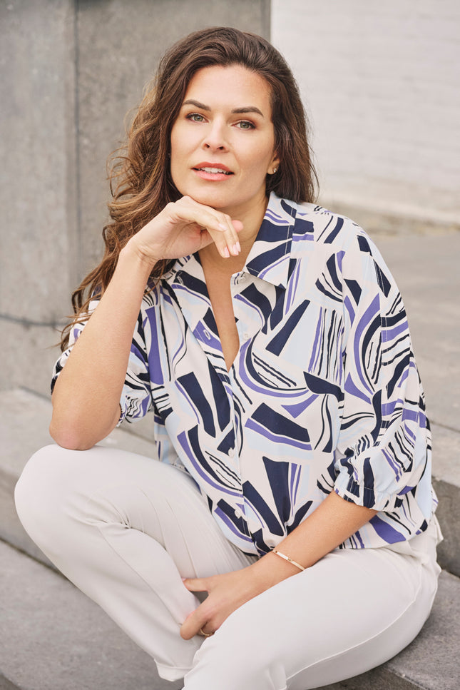 Zoso Travel Blouse Glenny Night Blue 261 Stretchshop.nl