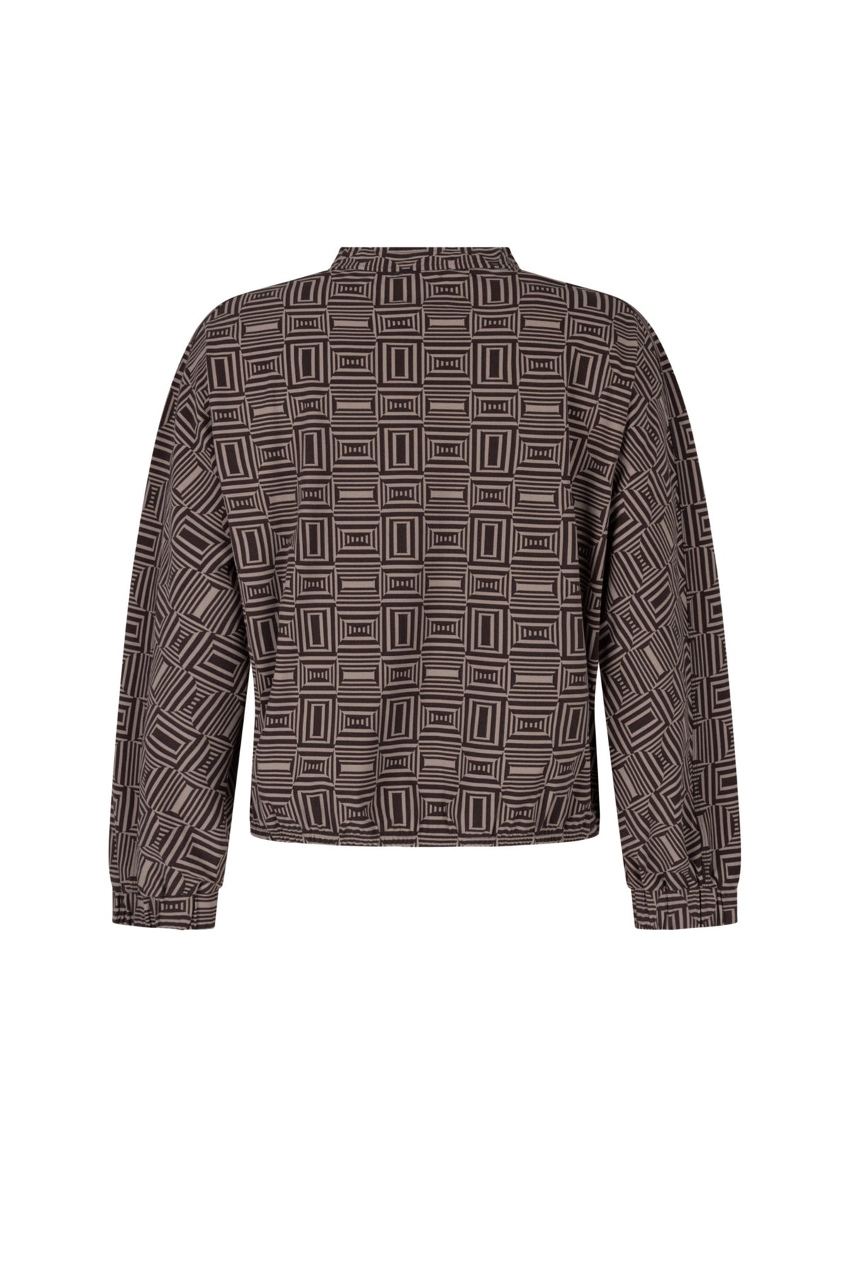 Zoso Travel Blouse Lisanne in espresso taupe, getailleerd damesoverhemd met lange mouwen en knoopsluiting.