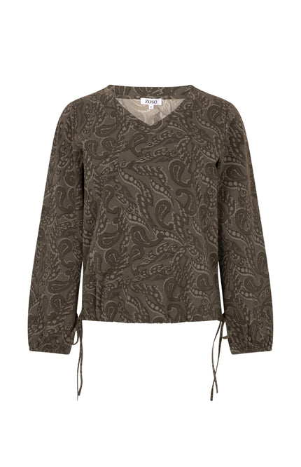 Zoso Travel Blouse Lizet Army 254 Stretchshop.nl