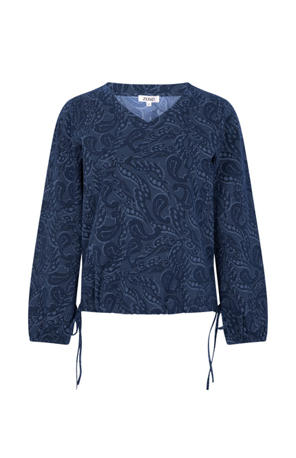 Zoso Travel Blouse Lizet Navy 254 Stretchshop.nl