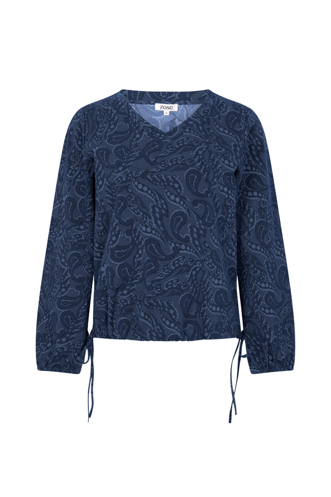 Zoso Travel Blouse Lizet Navy 254 Stretchshop.nl