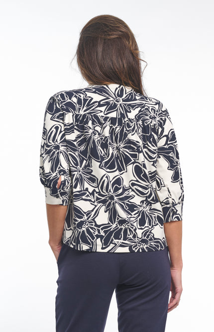 Zoso Travel Blouse Marloes Night Blue 261 Stretchshop.nl