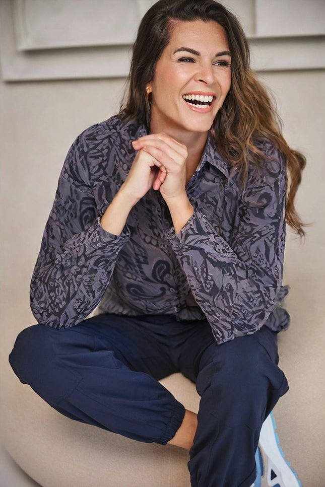 Zoso Travel Blouse Vicky Navy 254 Stretchshop.nl