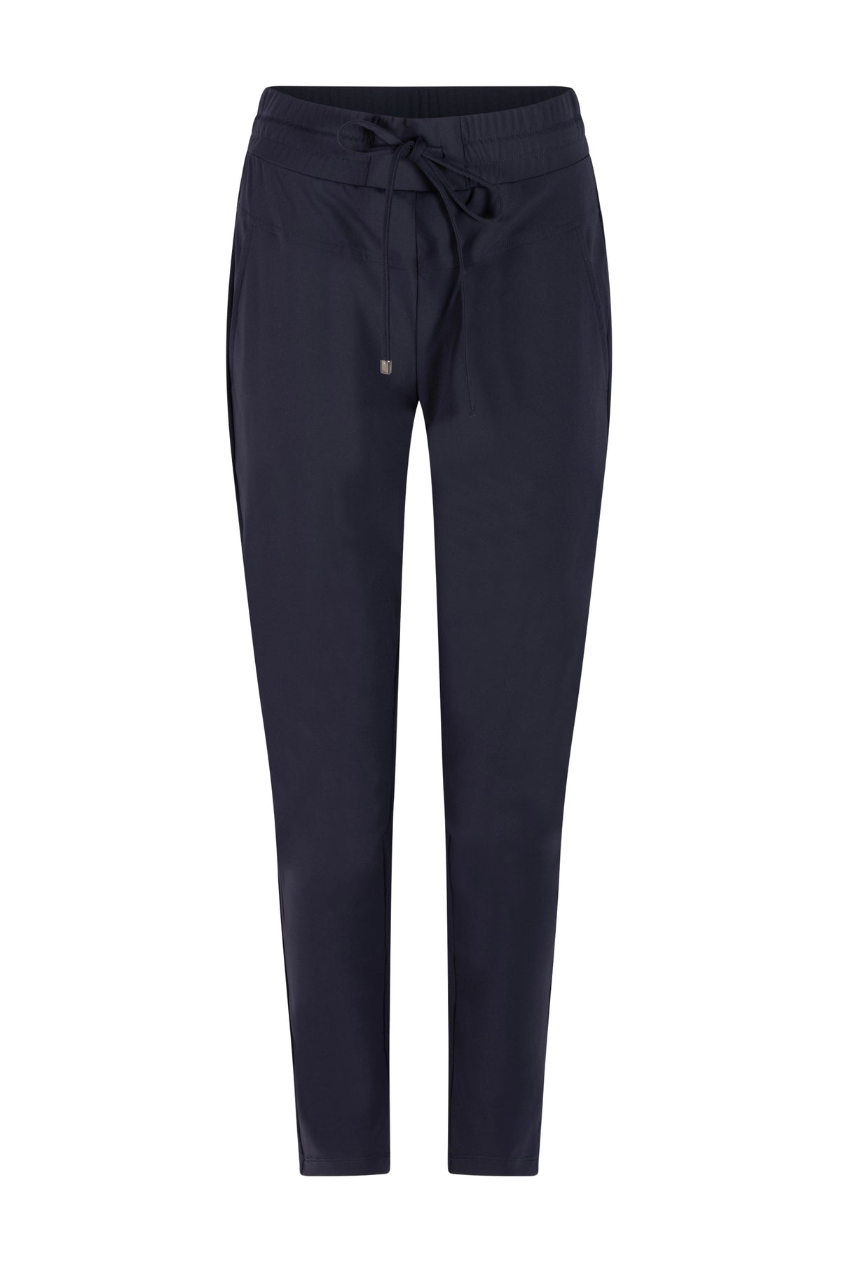Zoso Travel Broek Amber Navy, casual herenbroek van ademend katoen met elastische taille en praktische zakken.