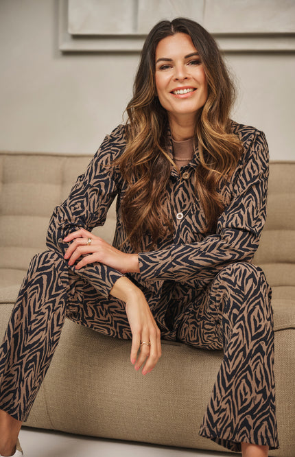 Zoso Travel Broek Marceline Mocha Navy 254 Stretchshop.nl