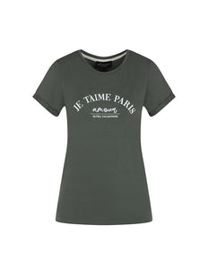 Elvira Casuals T-shirt paris army green 24-001 Stretchshop.nl