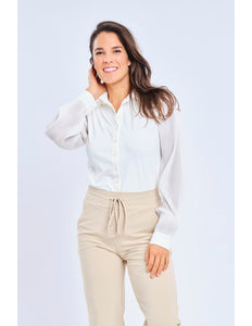 Mi Piace Travel blouse plisse off white 202258 Stretchshop.nl