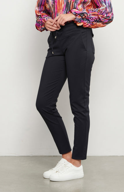 &Co woman Broek penny comfort twill navy PA292 Stretchshop.nl