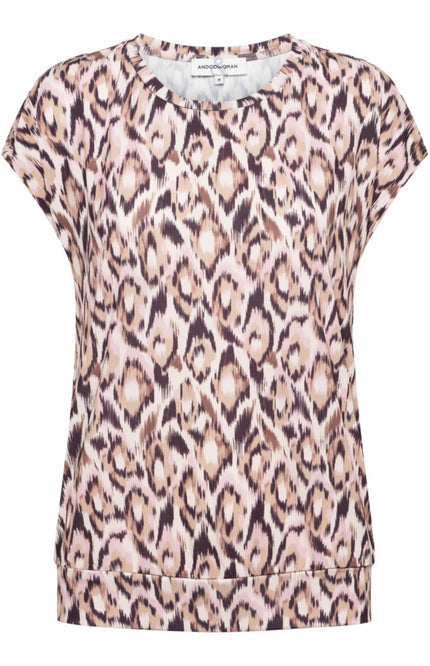 &Co woman Top lieke animal sand multi TO227 Stretchshop.nl