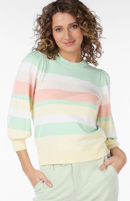 EsQualo Sweater stripes pistache 07024 Stretchshop.nl