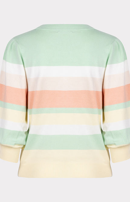 EsQualo Sweater stripes pistache 07024 Stretchshop.nl