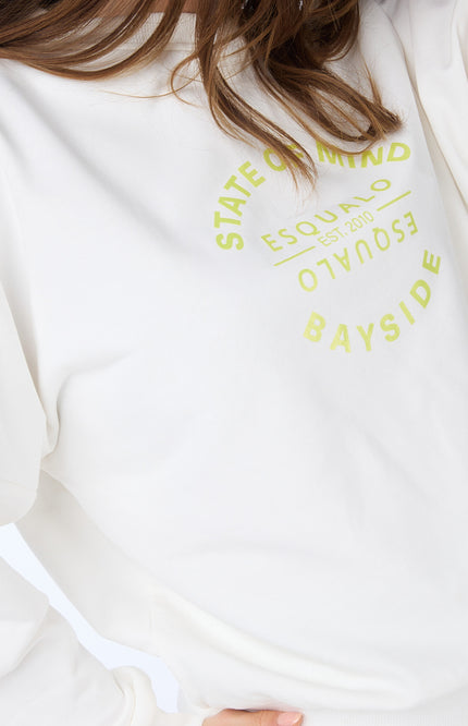 EsQualo Sweater state of mind off white 05015 Stretchshop.nl