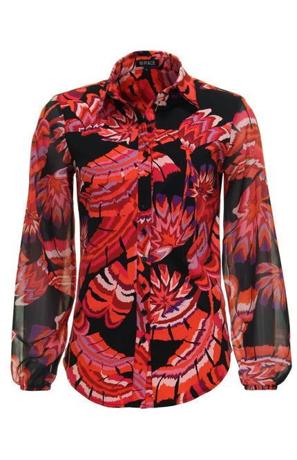 Mi Piace Travel blouse tropical multi print 202403 Stretchshop.nl
