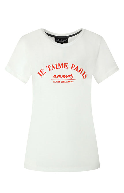 Elvira Casuals T-shirt paris offwhite 24-001 Stretchshop.nl