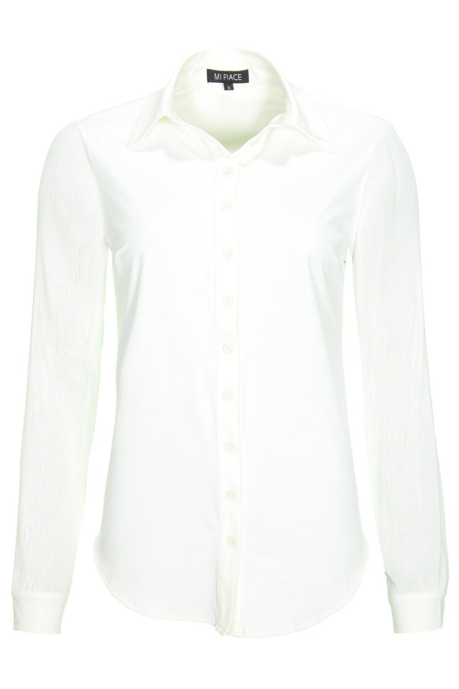 Mi Piace Travel blouse plisse off white 202258 Stretchshop.nl